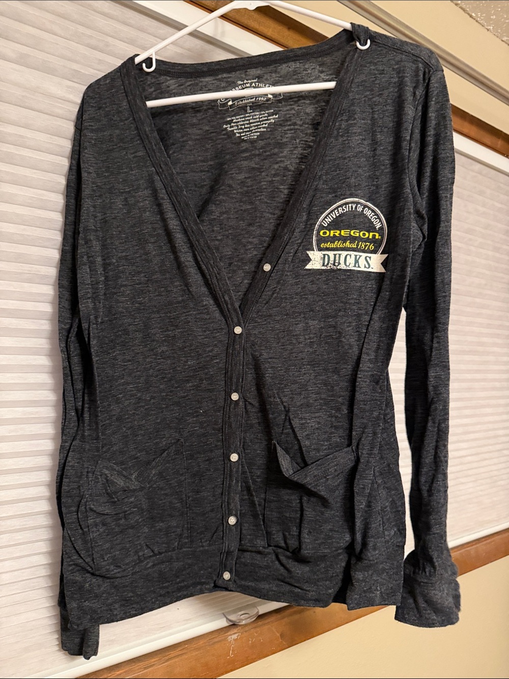 University of Oregon Ducks Charcoal Button-Front Cardigan